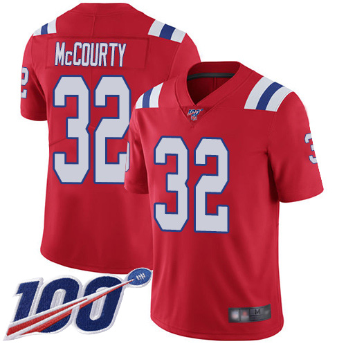 New England Patriots Football #32 100th Season Limited Red Men Devin McCourty Alternate NFL Jersey